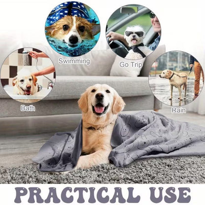KinPaws pet towel practical uses - bath, swimming, rain, travel